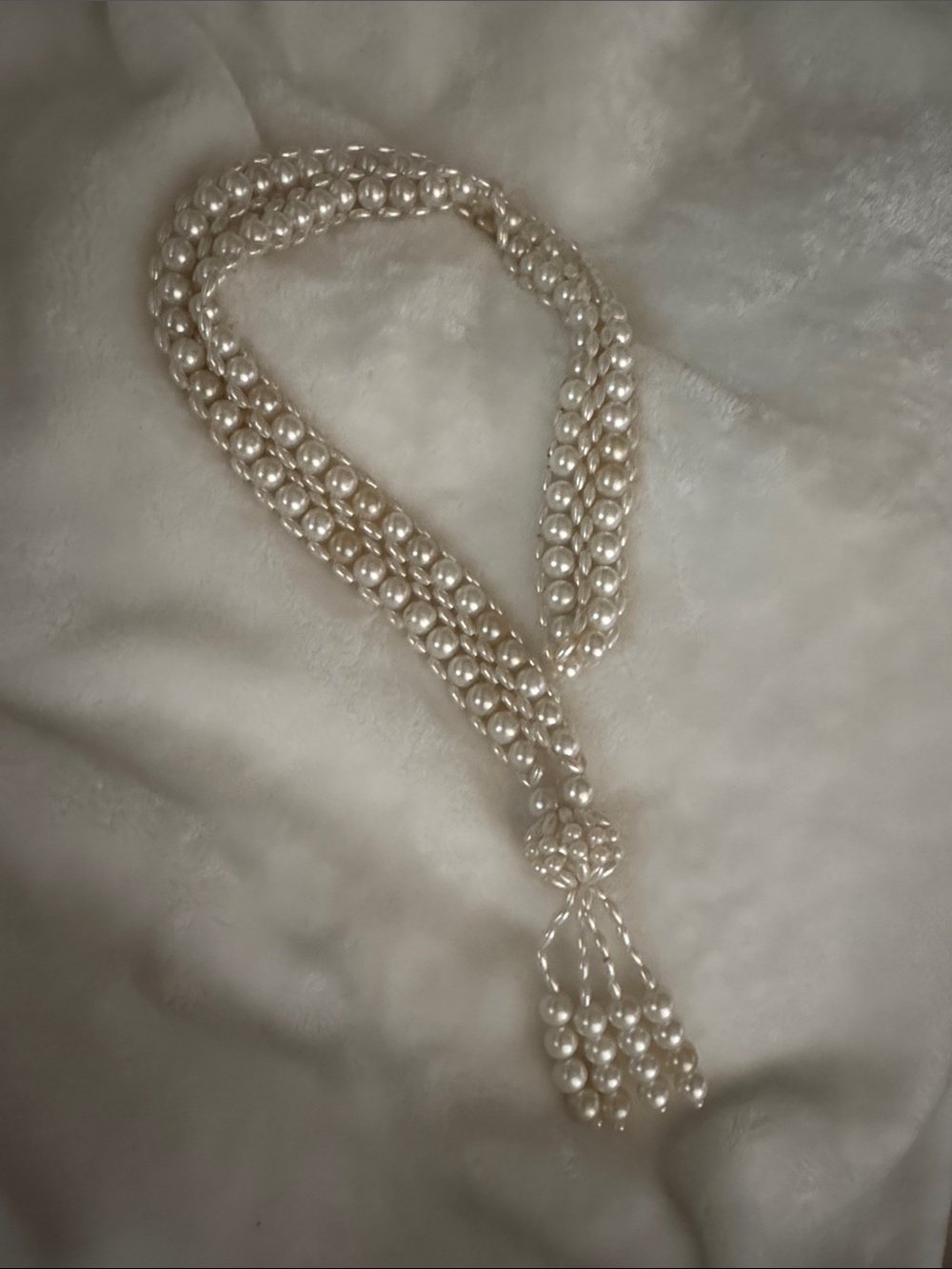 Elegant long faux Pearl Tassel Necklace - Ivory